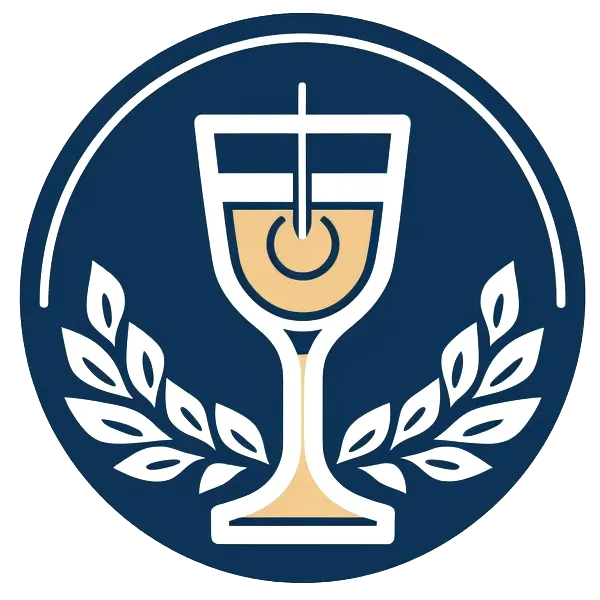 An online training course featuring a glass of wine adorned with a laurel wreath.